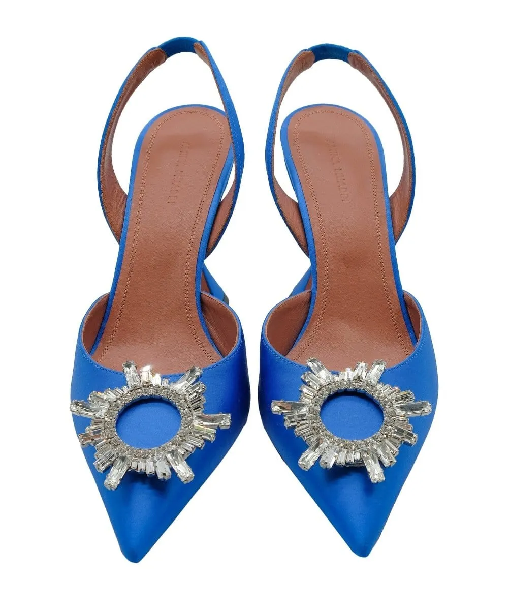 Amina Muaddi Begum Satin slingback Pumps Blue size 41 RJC2899