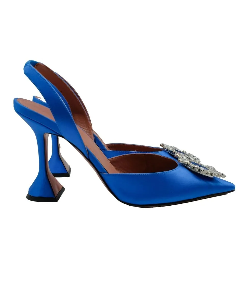 Amina Muaddi Begum Satin slingback Pumps Blue size 41 RJC2899