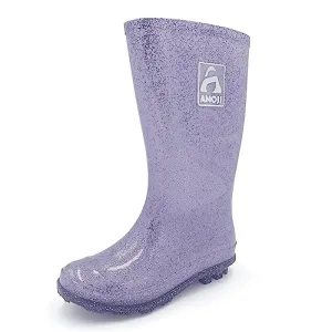 Amoji Girl Glitter Rain Boots Youth Garden Rubber Boots Children Wellies Outdoor Waterproof Boots Pink HL2103 Size 11 Little Kid