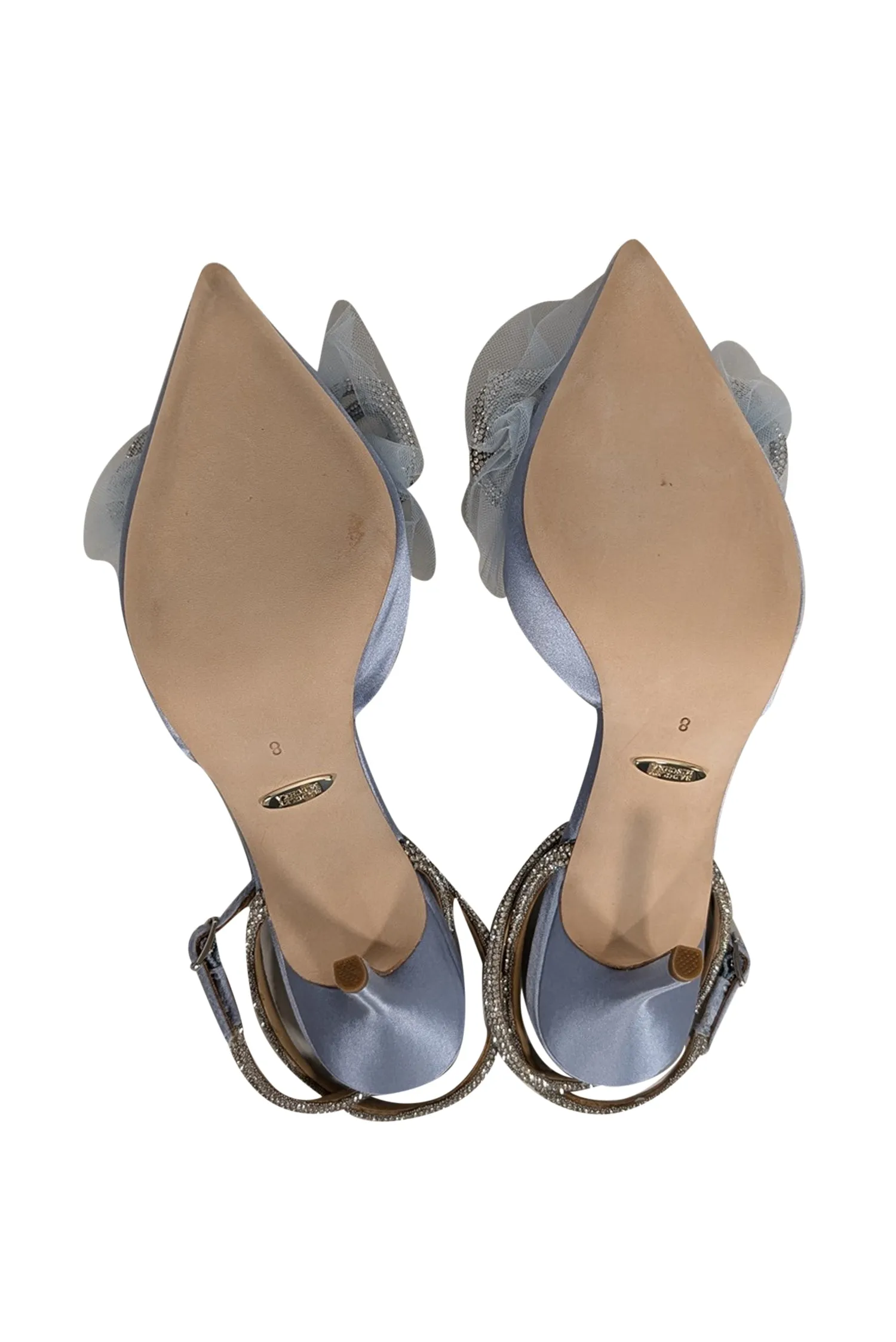 Badgley Mischka - Light Blue "Sacred Embellished" Ankle Strap Pumps Sz 8