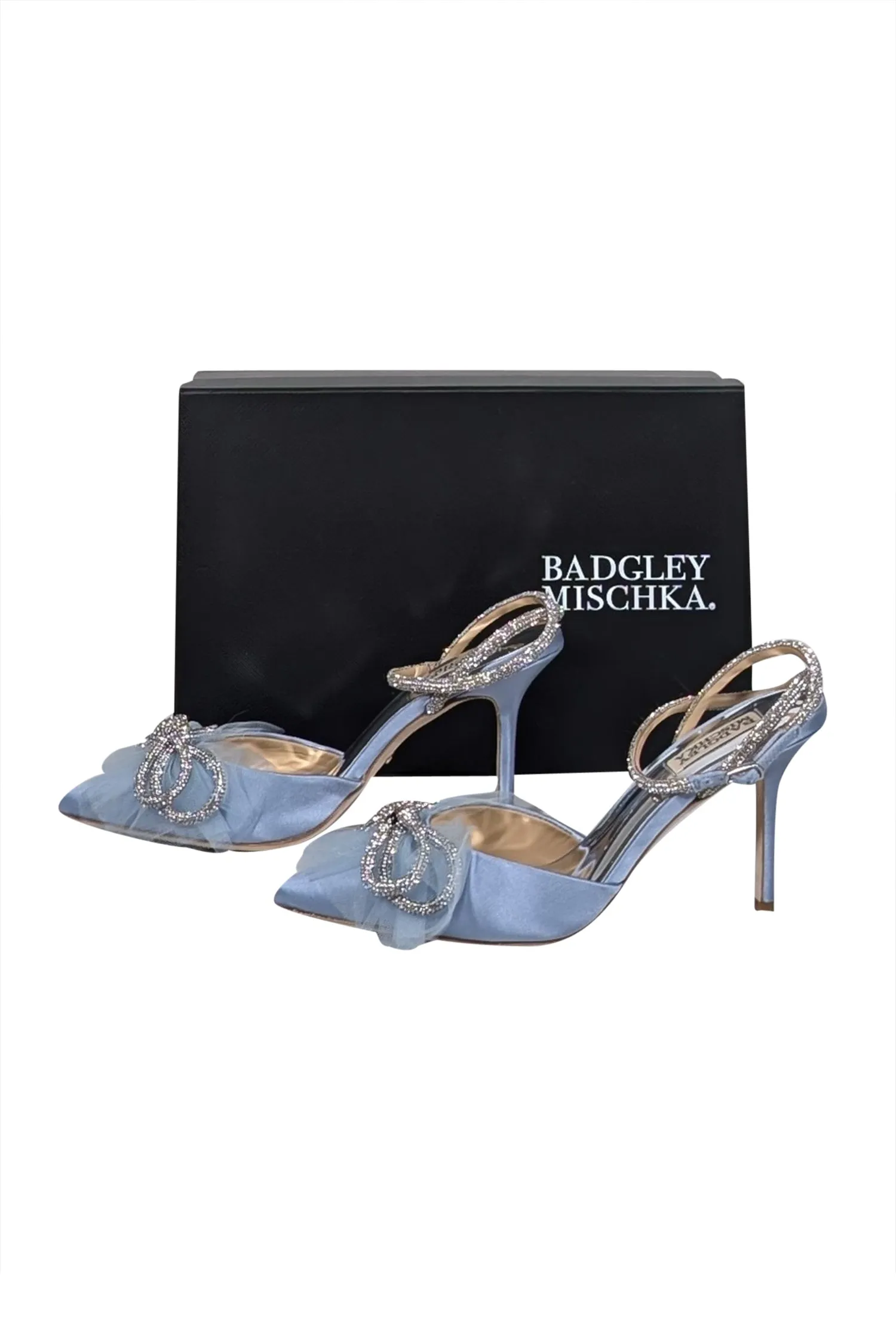Badgley Mischka - Light Blue "Sacred Embellished" Ankle Strap Pumps Sz 8