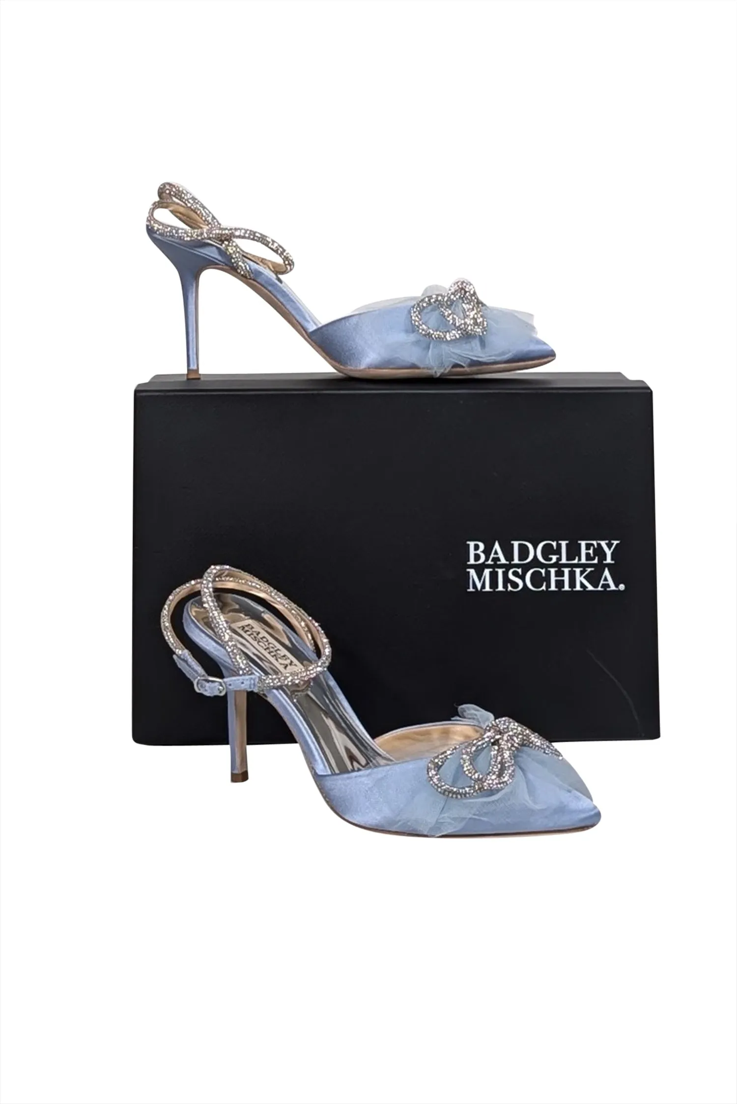 Badgley Mischka - Light Blue "Sacred Embellished" Ankle Strap Pumps Sz 8