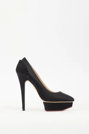 Black Satin Platform Pump