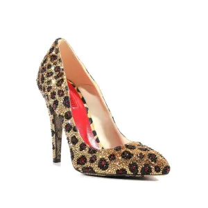 Cesare Paciotti Women's Shoes Satin Crystalized Leopard Pumps (CPWCRY642)