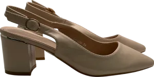 C'M paris Cream Slingback Pumps On A Thick Heel UK 6 EU 39 👠