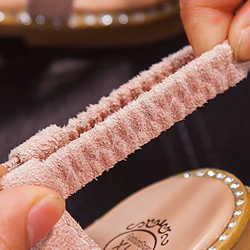 Elegant Pearl Rhinestone Party Princess Sandals for Little Girls