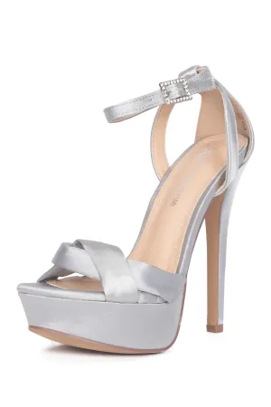 Lauren Lorraine Heidi Platform High Heel Sandal Satin Bridal Prom Wedding Pumps