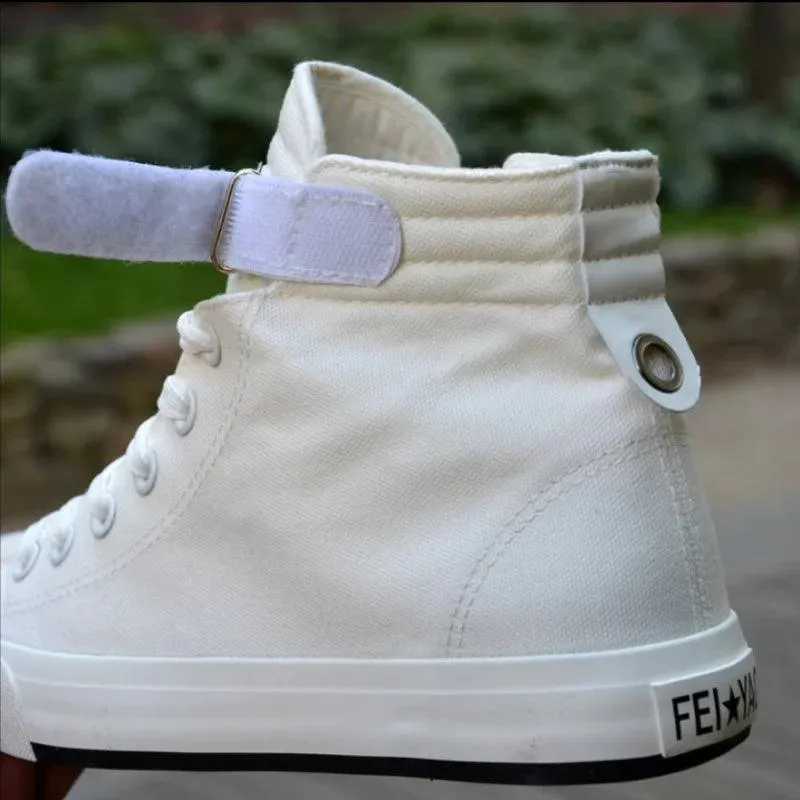 Men's High-Top White Breathable, Lightweight & Non-Slip Canvas Sneakers Shoes