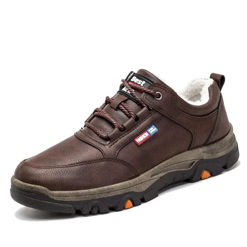 Men's Leather Shoes – Breathable Waterproof Casual Sneakers for Outdoor Hiking