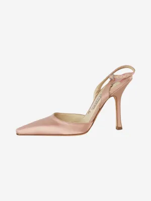 Pink satin slingback pumps - size EU 37