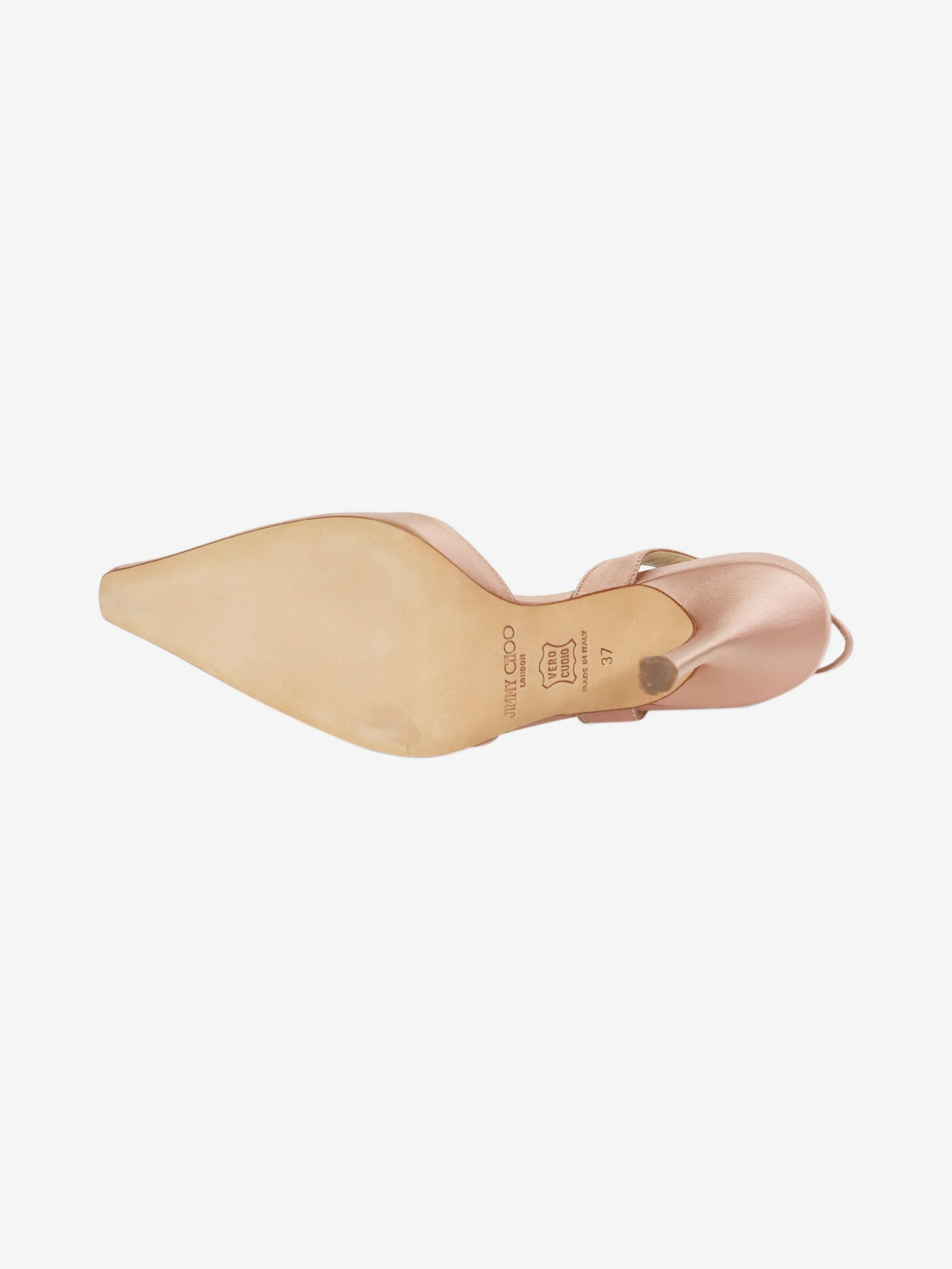 Pink satin slingback pumps - size EU 37
