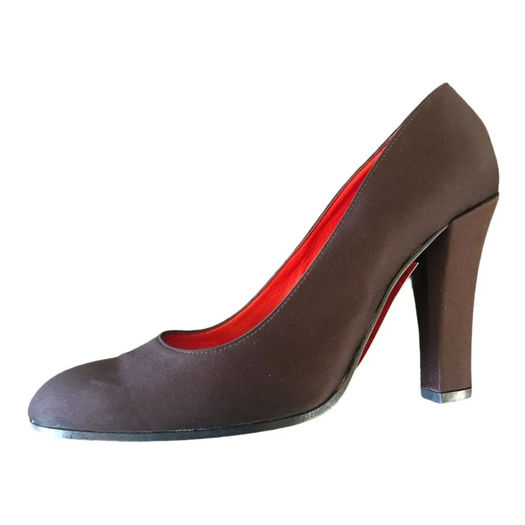 R Clergie Satin Round Toe Pumps