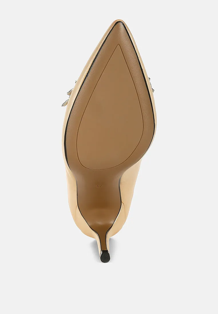 Rhodolia Diamante Brooch Detail Satin Pumps