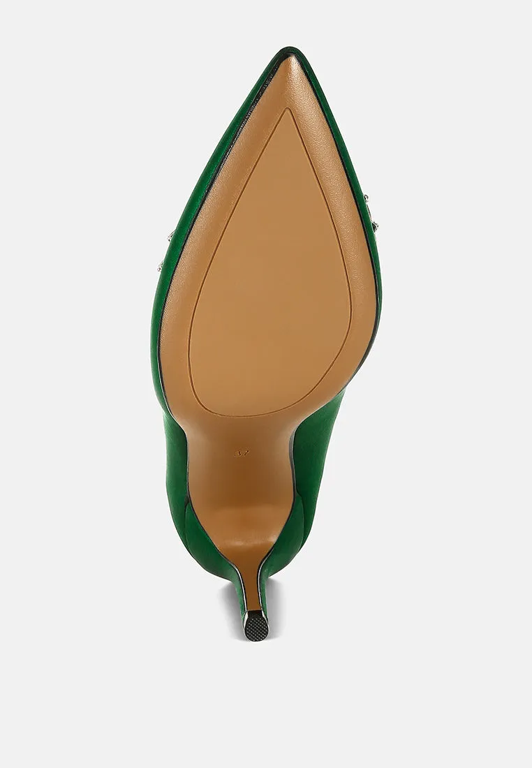 Rhodolia Diamante Brooch Detail Satin Pumps