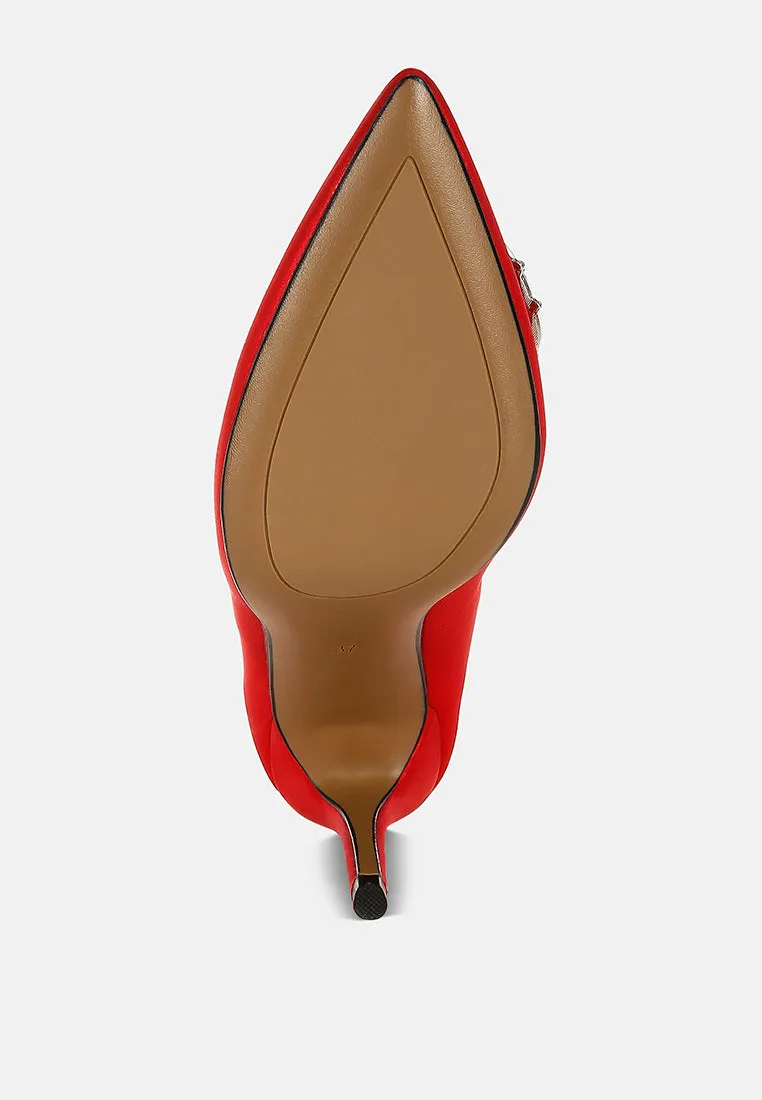 Rhodolia Diamante Brooch Detail Satin Pumps