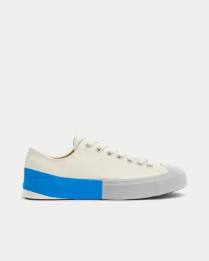 Tape Appliqued Vulcanized Canvas White / Blue Low Top Sneakers