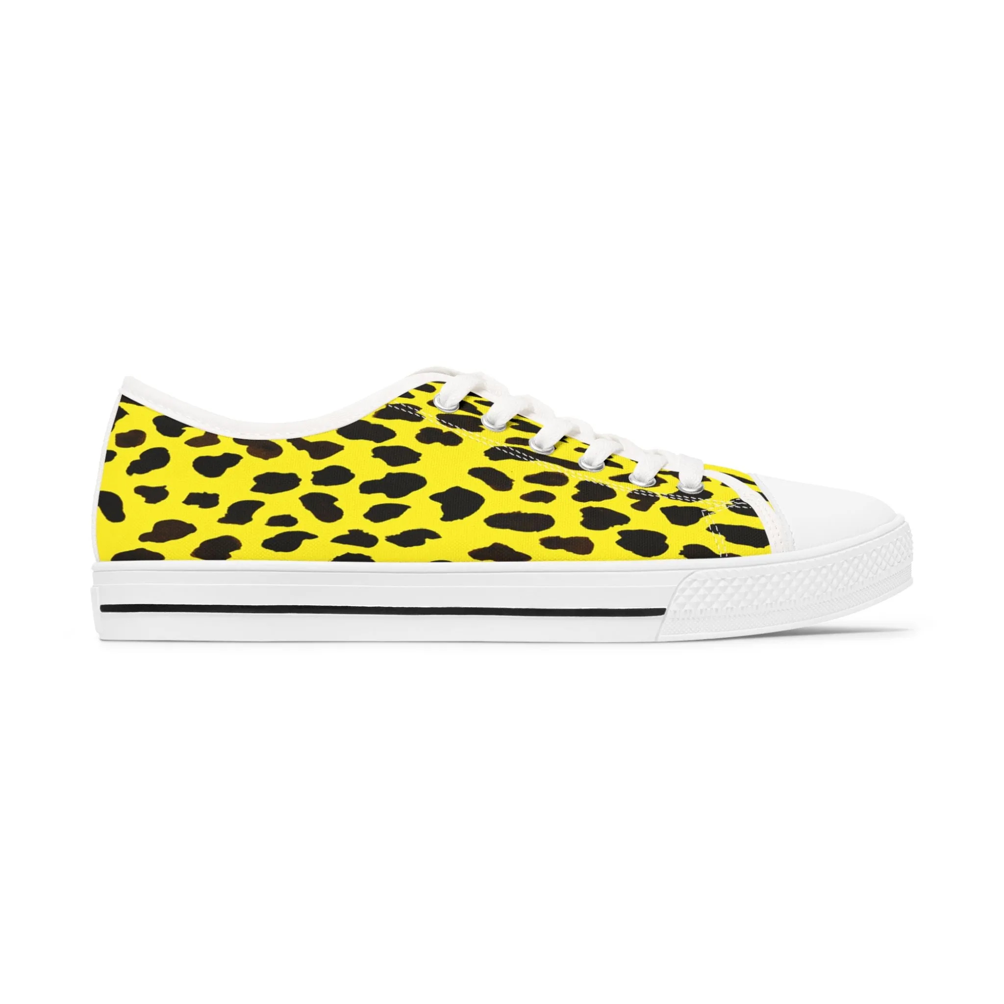 Yellow Cow Print Sneakers, Cow Animal Print Women's Sneakers, Best Low Top Sneakers (US Size: 5.5-12)