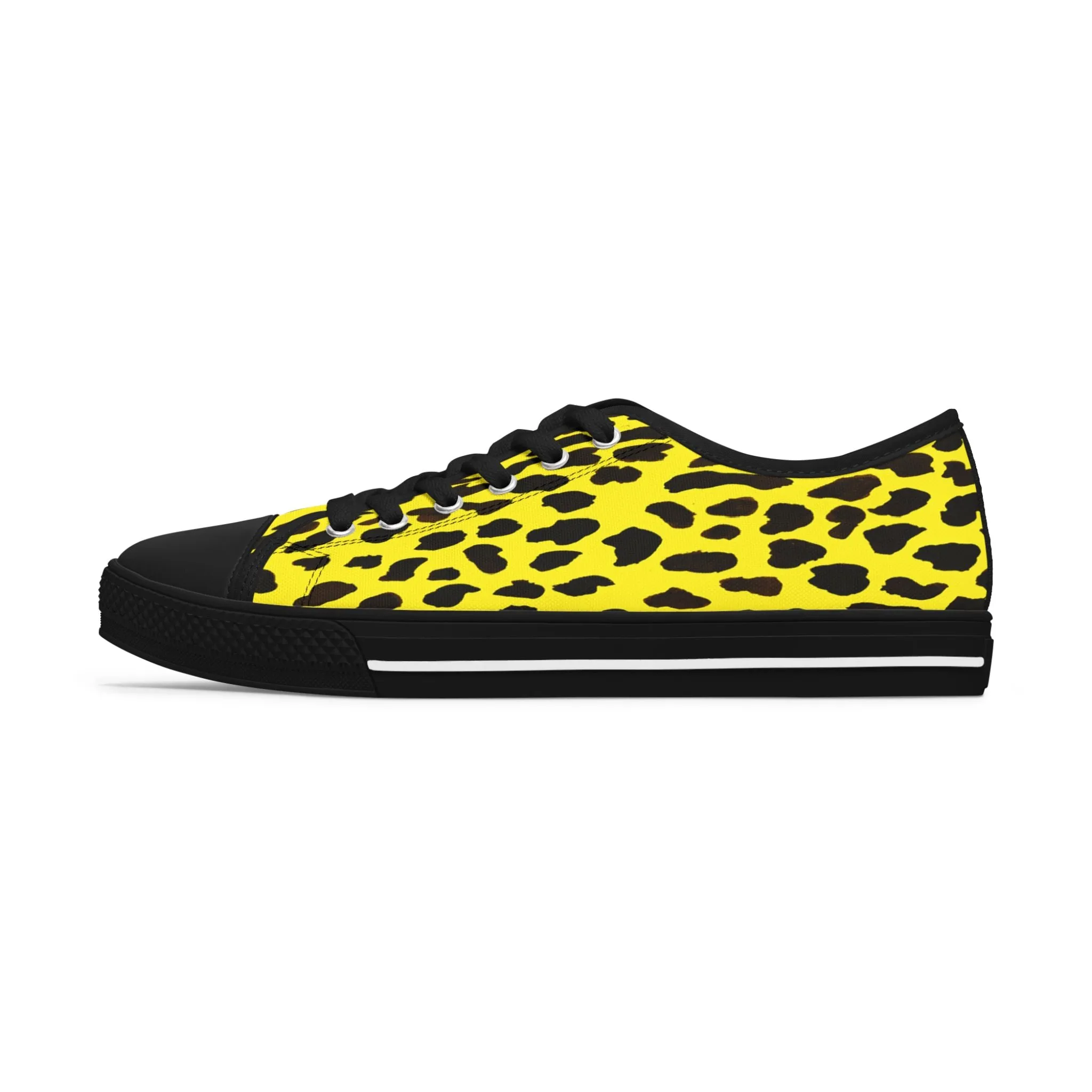 Yellow Cow Print Sneakers, Cow Animal Print Women's Sneakers, Best Low Top Sneakers (US Size: 5.5-12)